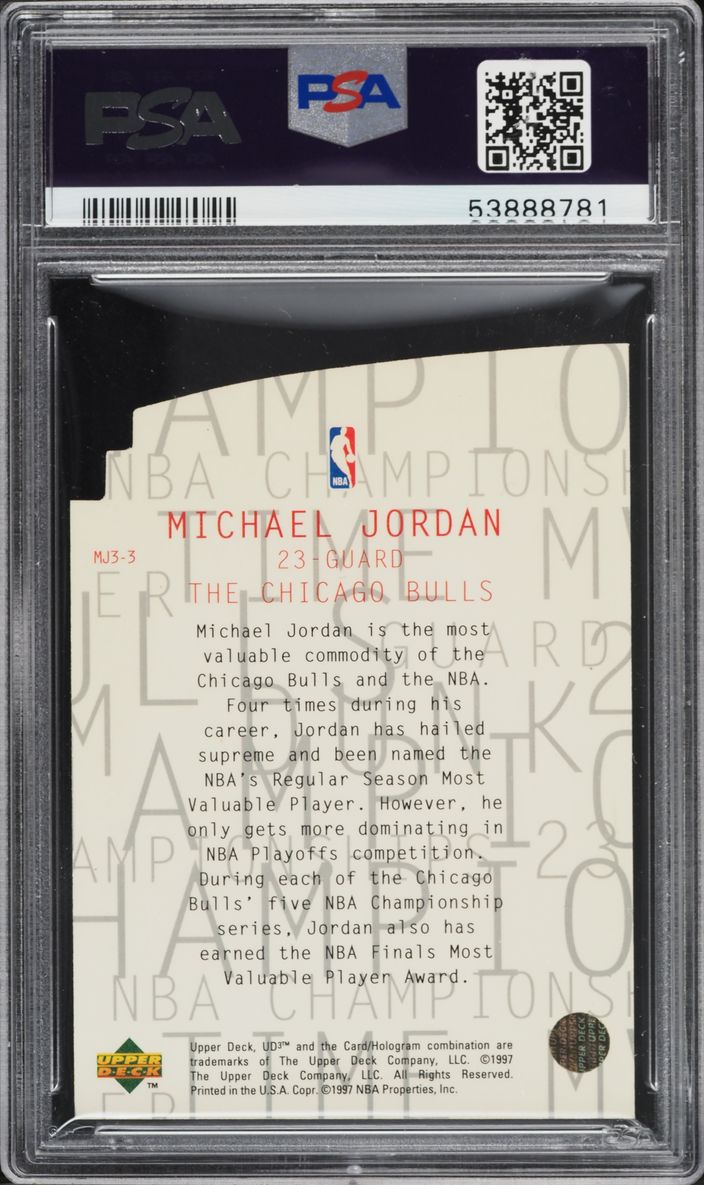 1997 UD3 MJ3 Die-Cut Michael Jordan #MJ3-3 PSA 10 GEM MINT