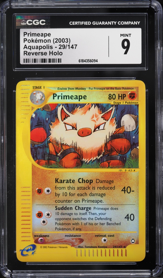2003 Pokemon Aquapolis Reverse Holo Primeape #29 CGC 9 MINT