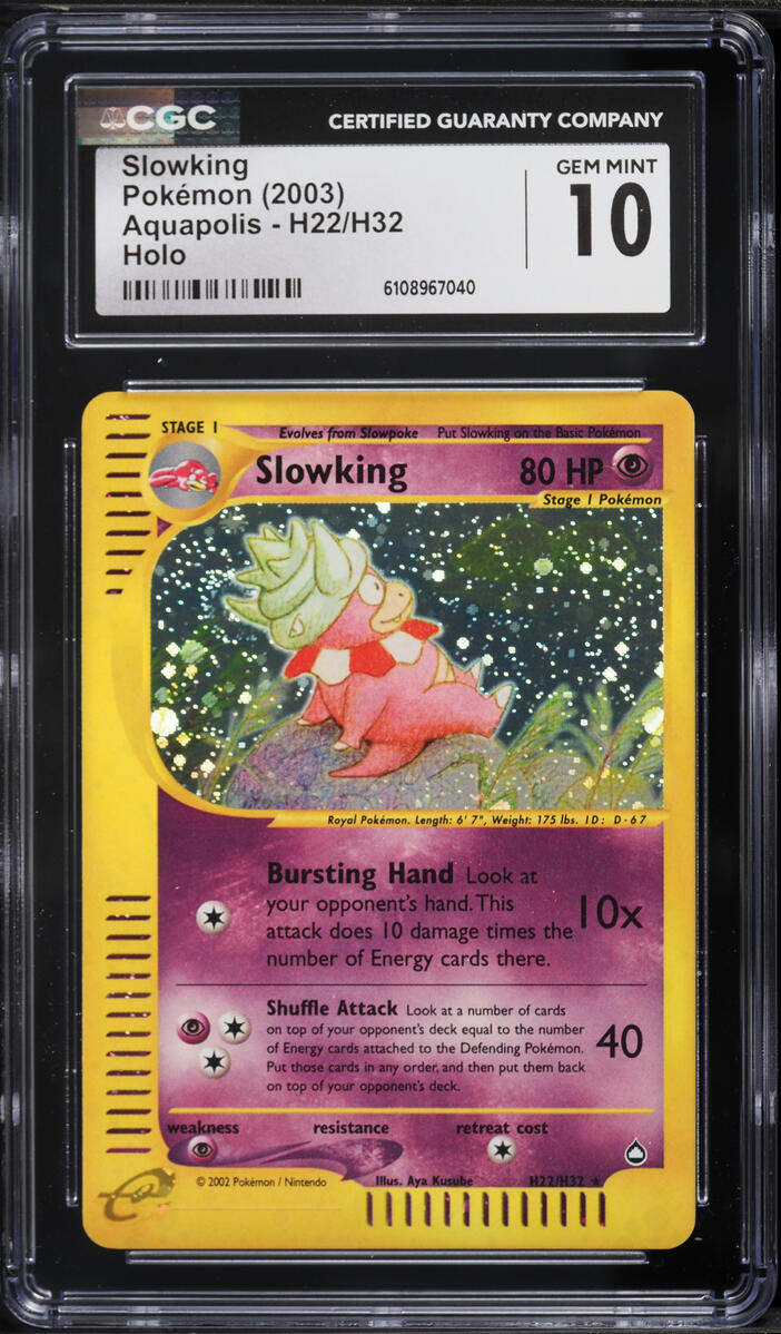 2003 Pokemon Aquapolis Holo Slowking #H22 CGC 10 GEM MINT