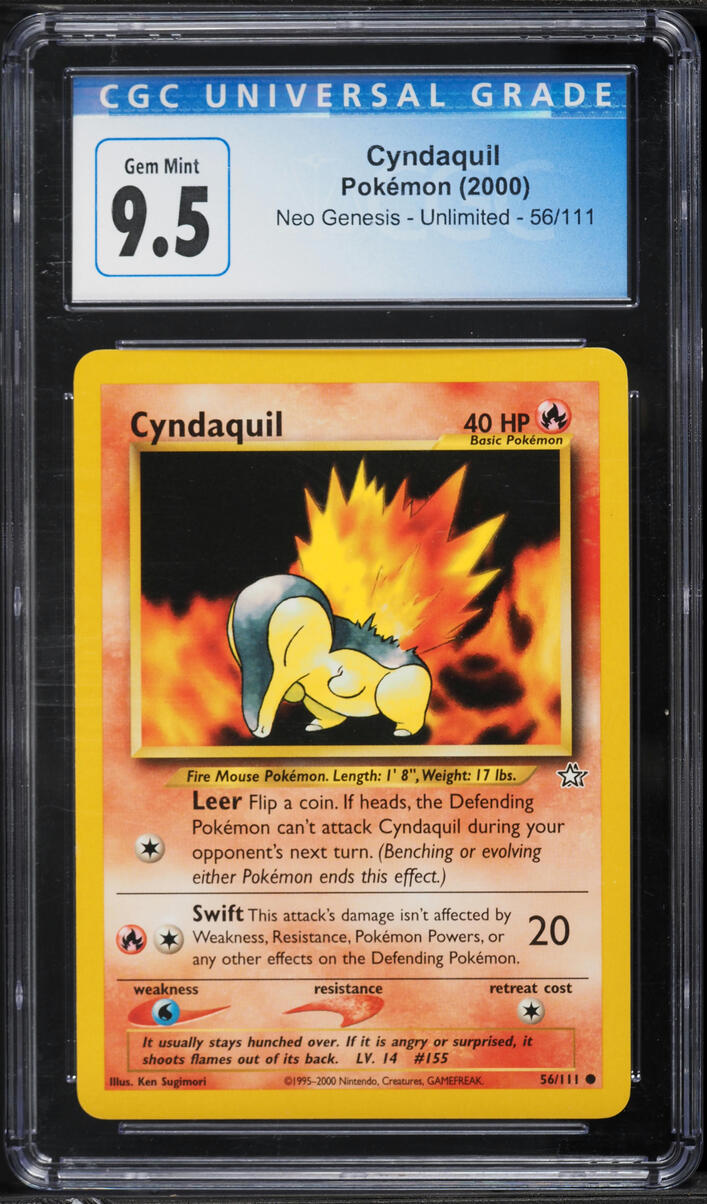 2000 Pokemon Neo Genesis Cyndaquil #56 CGC 9.5 GEM MINT