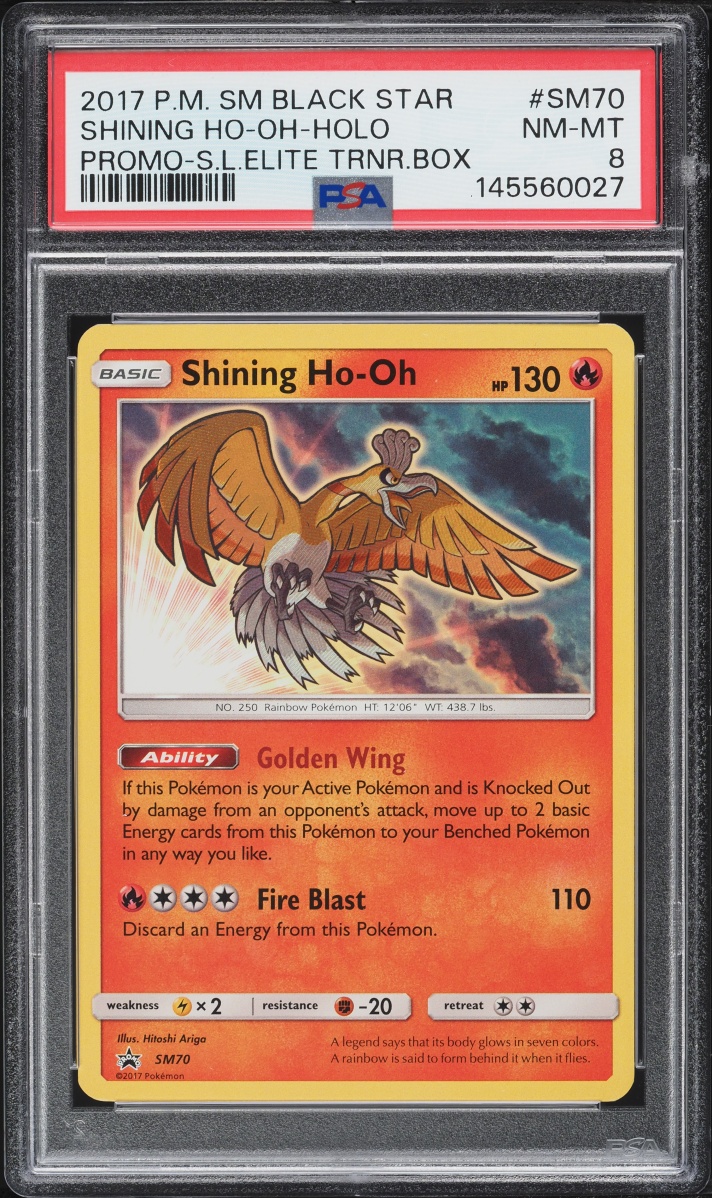 2017 Pokemon Sun & Moon Black Star Promo Legends ETB Holo Shining Ho-Oh #SM70 PSA 8 NM-MT