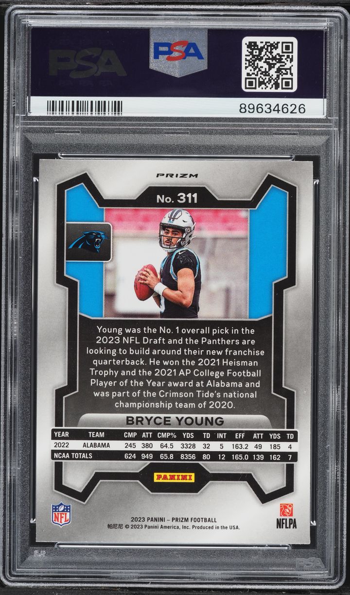 2023 Panini Prizm Silver Bryce Young ROOKIE #311 PSA 10 GEM MINT