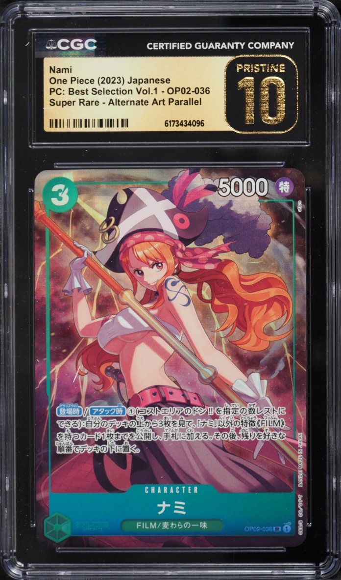 2023 One Piece Japanese PC Best Selection Vol. 1 SR Alt Art  Nami #OP02-036 CGC 10 PRISTINE