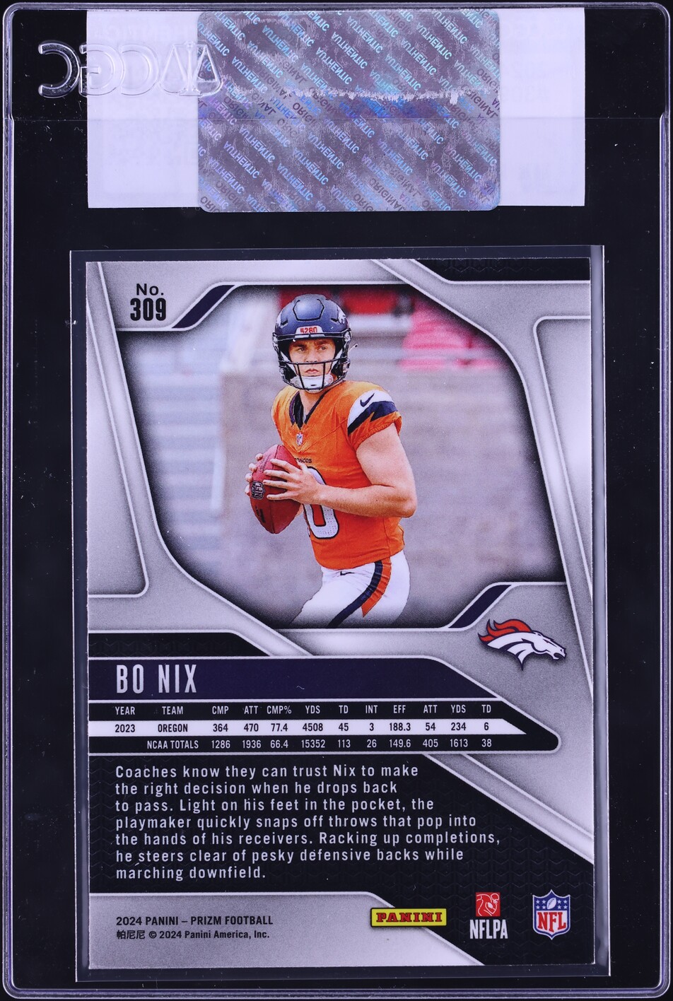 2024 Panini Prizm Bo Nix ROOKIE #309 CGC AUTH