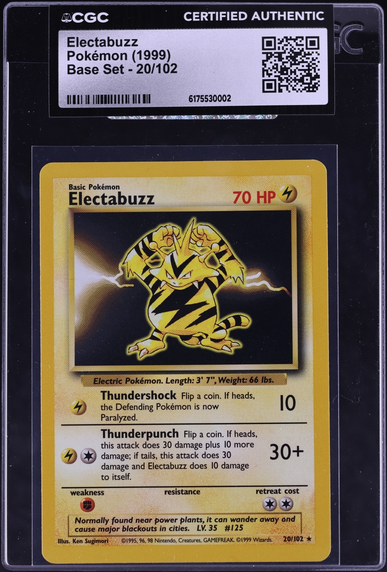 1999 Pokemon Base Set Electabuzz #20 CGC AUTH