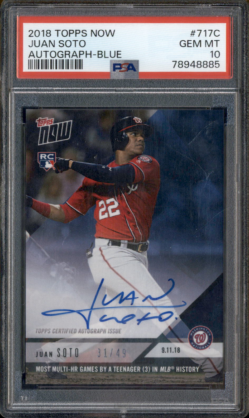 2018 Topps Now Baseball #235 Juan Soto Rookie Card - 1st Official Rookie Card - Only 5 thumbnail image