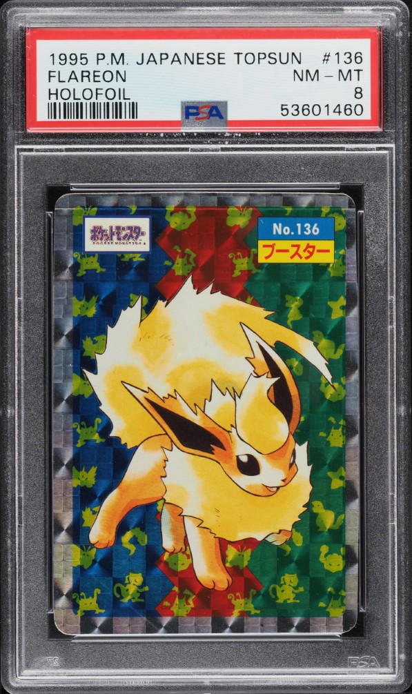 1997 Pokemon Japanese Topsun Holofoil Flareon #136 PSA 8 NM-MT