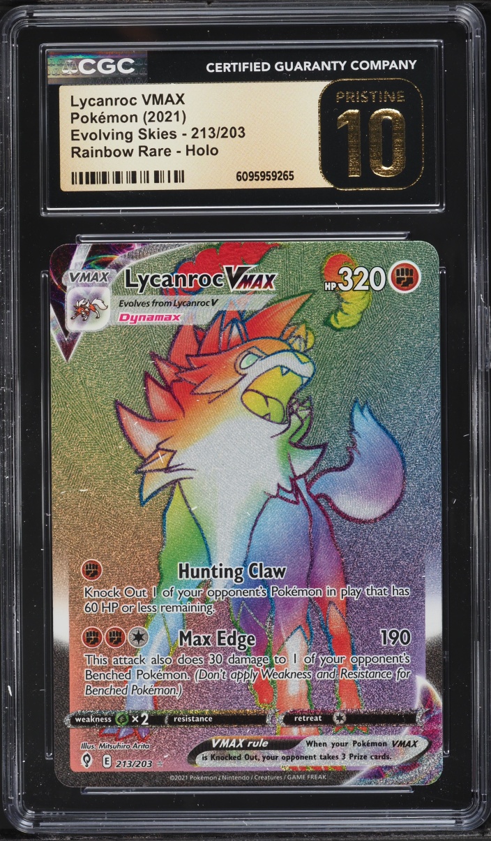 2021 Pokemon Sword & Shield Evolving Skies Rainbow Rare Lycanroc VMAX #213 CGC 10 PRISTINE