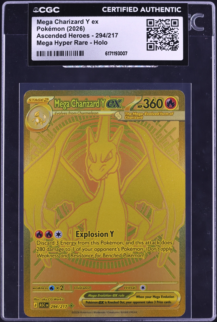 2026 Pokemon Mega Evolution Ascended Heroes MHR Mega Charizard Y Ex #294 CGC AUTH