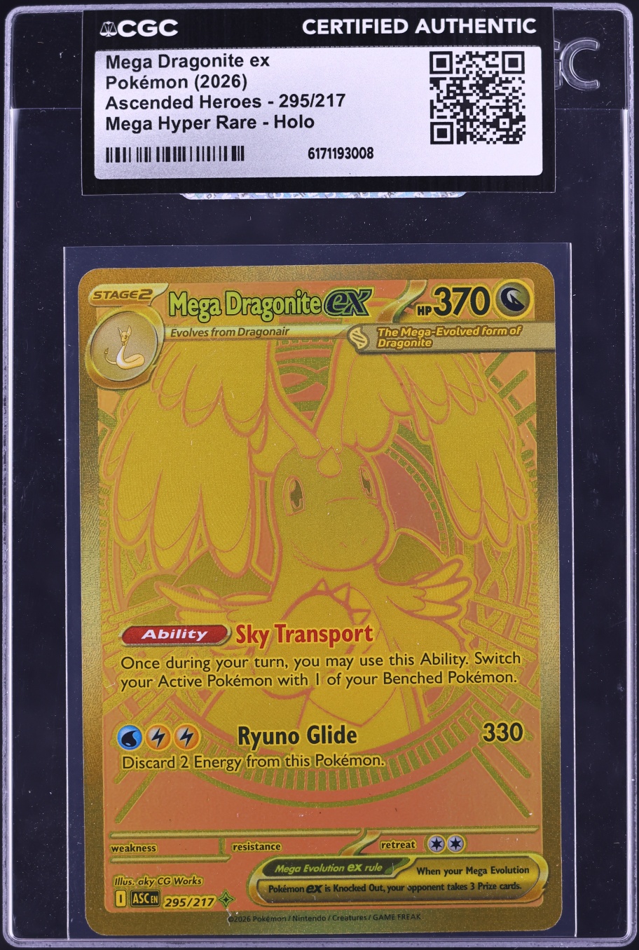 2026 Pokemon Mega Evolution Ascended Heroes MHR Mega Dragonite ex #295 CGC AUTH
