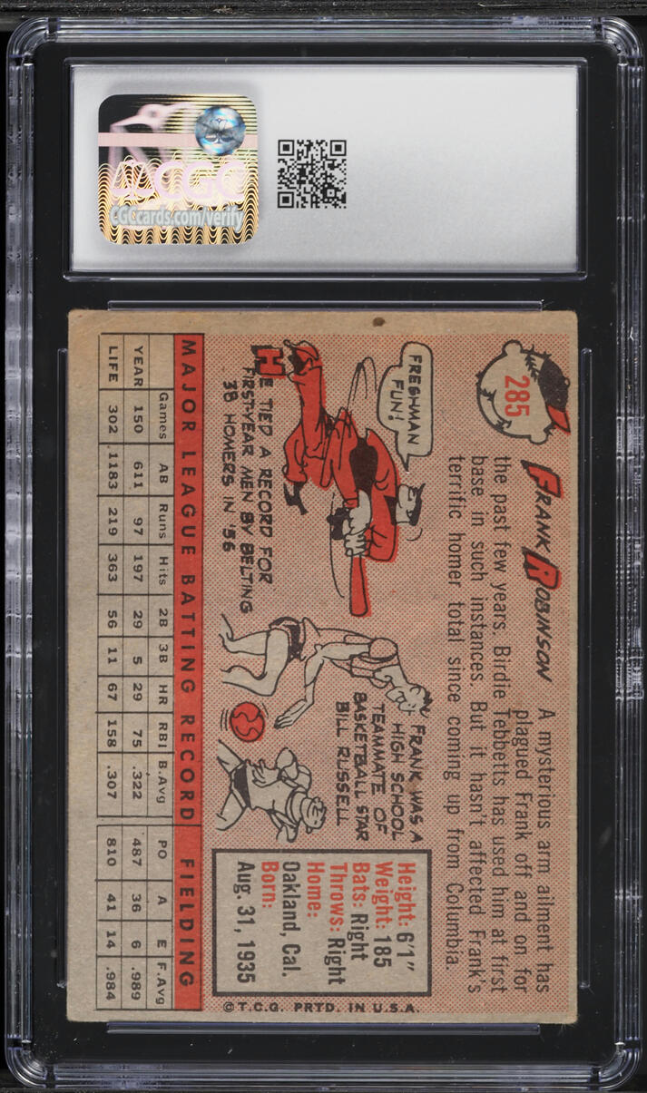 1958 Topps Frank Robinson #285 CGC 4 VGEX