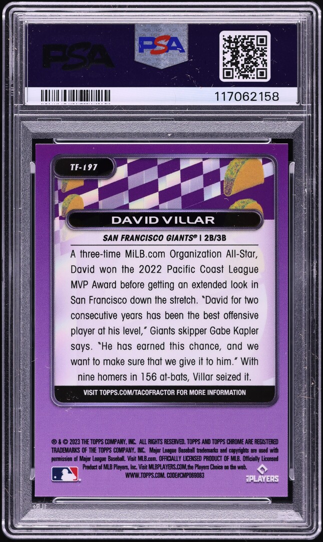 2023 Topps Chrome Tacofractor David Villar ROOKIE /5 #TF-197 PSA 10 GEM