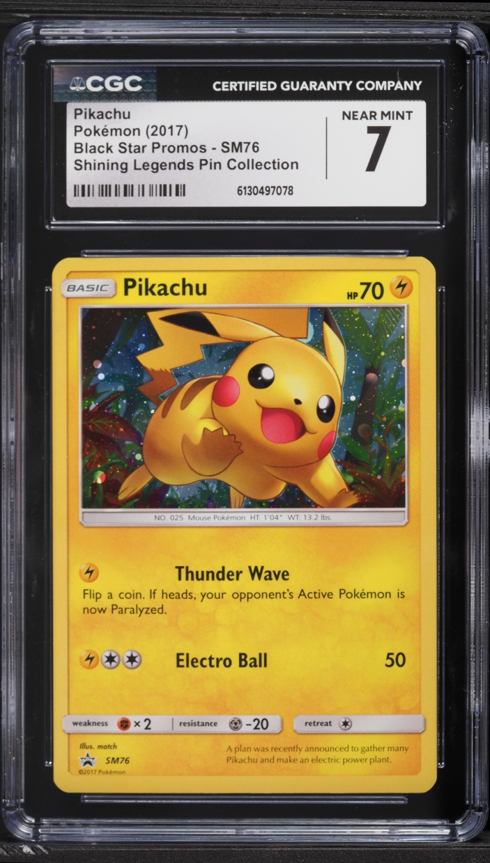 2017 Pokemon Sun & Moon Promo Shining Legends Pin Collection Holo Pikachu #SM76 CGC 7 NRMT