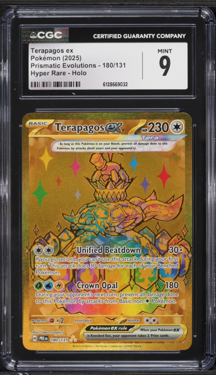 2025 Pokemon Scarlet & Violet Prismatic Evolutions Gold Rare Terapagos ex #180 CGC 9 MINT