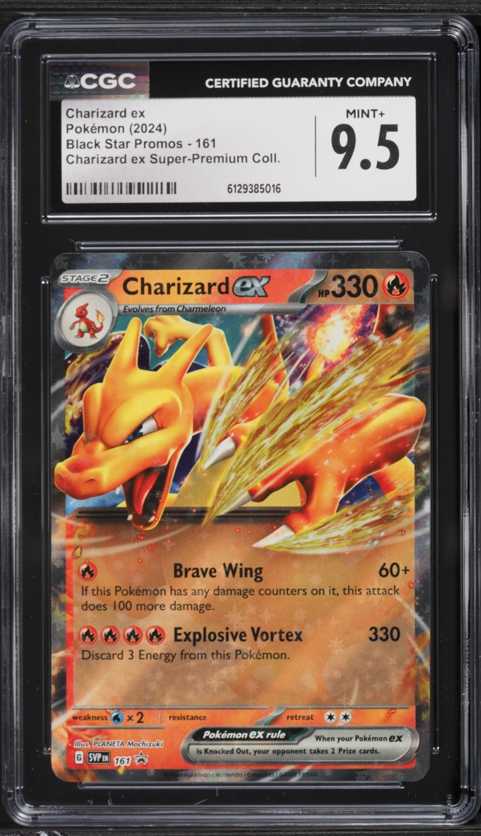 2024 Pokemon Scarlet & Violet Promo Super Premium Holo Charizard EX #161 CGC 9.5 MINT+
