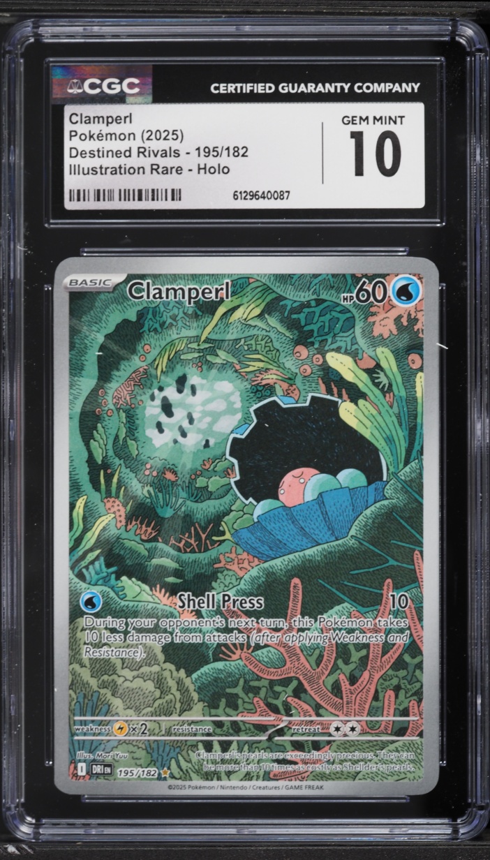 2025 Pokemon Scarlet & Violet Destined Rivals IR Clamperl #195 CGC 10 GEM MINT