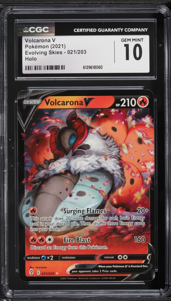 2021 Pokemon SWSH Evolving Skies Holo Volcarona V #021 CGC 10 GEM MINT