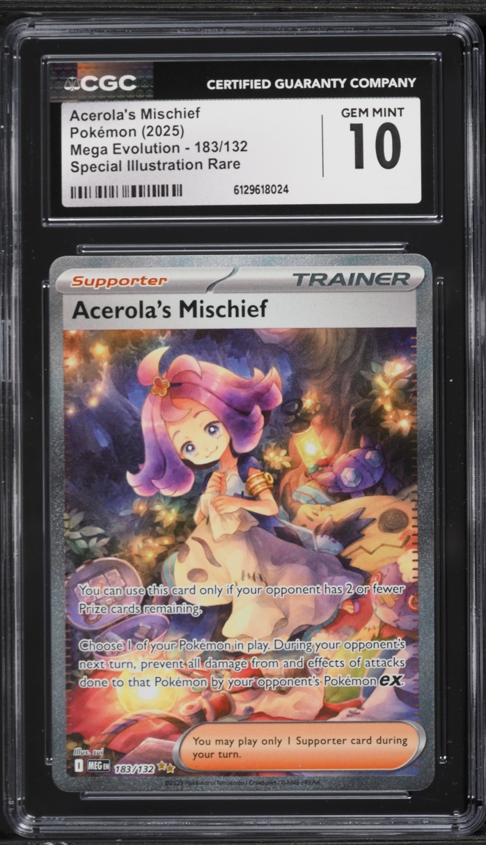 2025 Pokemon Mega Evolution SIR Acerola's Mischief #183 CGC 10 GEM MINT