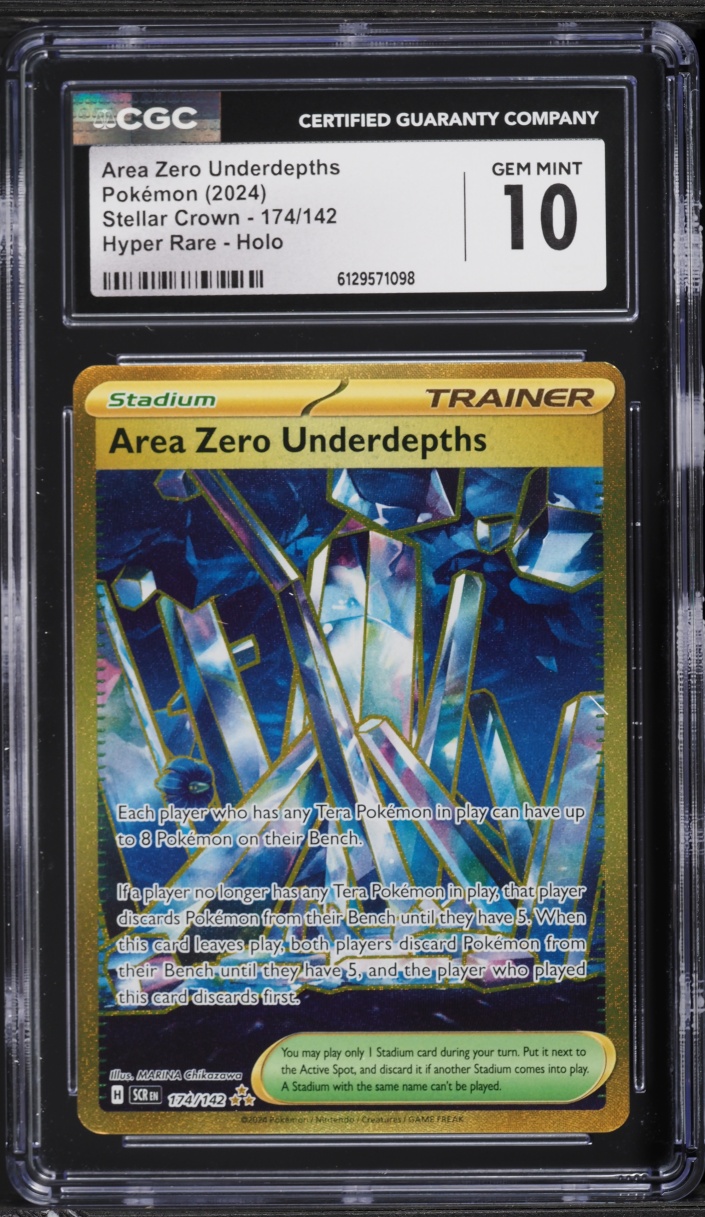 2024 Pokemon Scarlet & Violet Stellar Crown Gold Rare Area Zero Underdepths #174 CGC 10 GEM