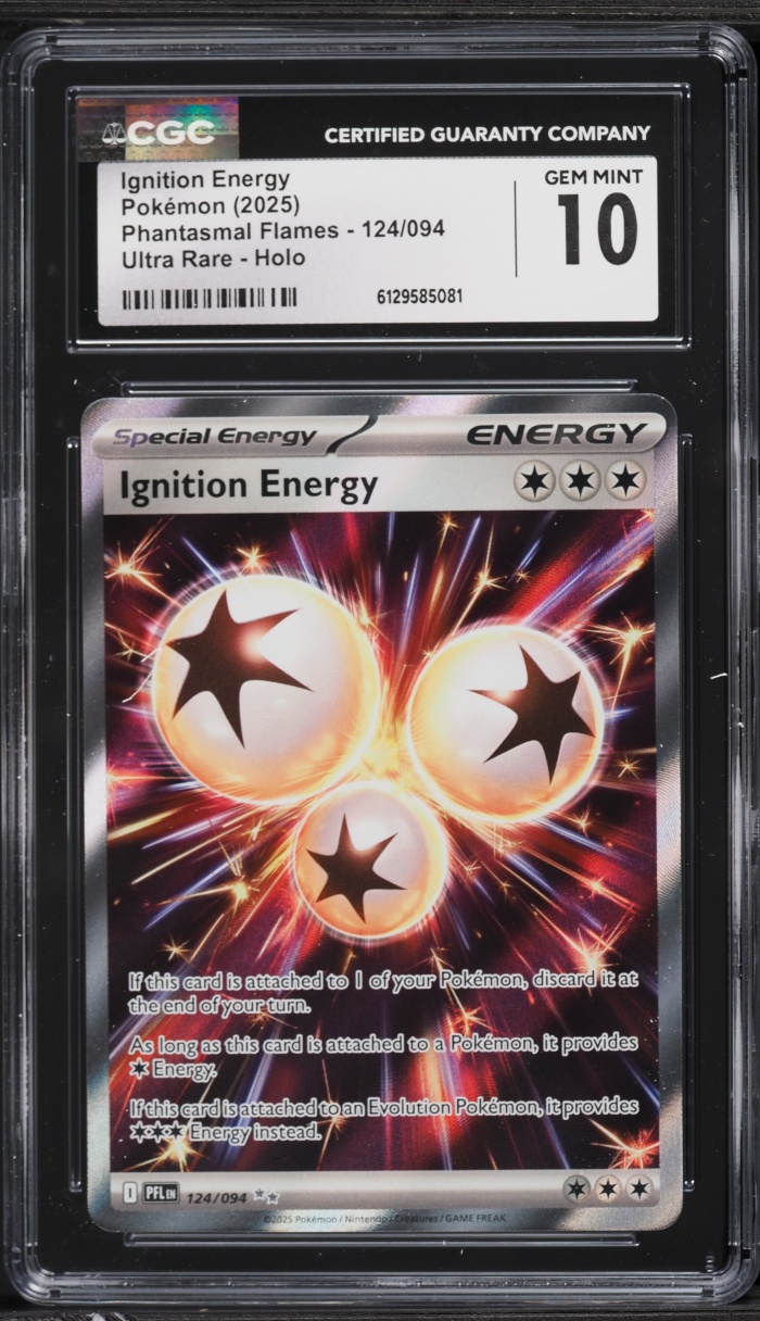 2025 Pokemon Mega Phantasmal Flames Full Art Ignition Energy #124 CGC 10 GEM MINT
