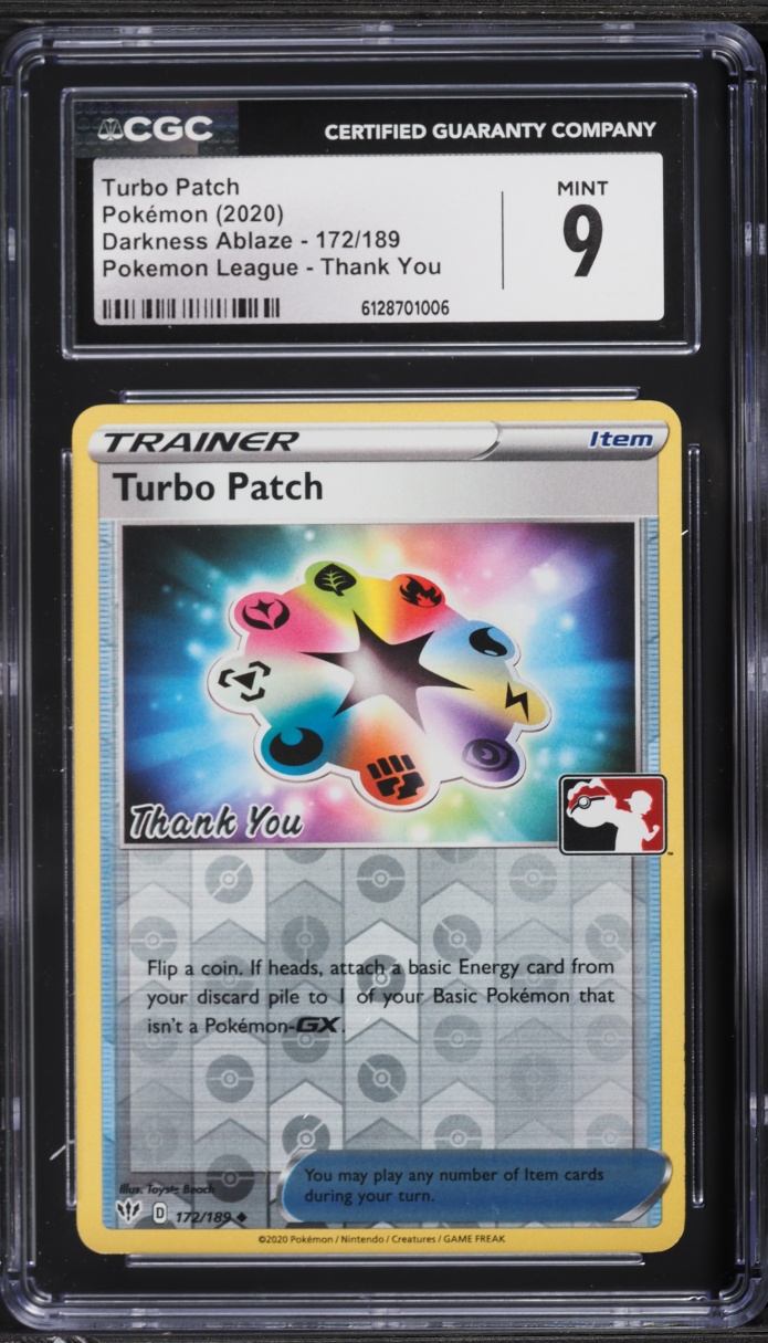2020 Pokemon SWSH Darkness Ablaze Pokemon League Thank You Turbo Patch #172 CGC 9 MINT
