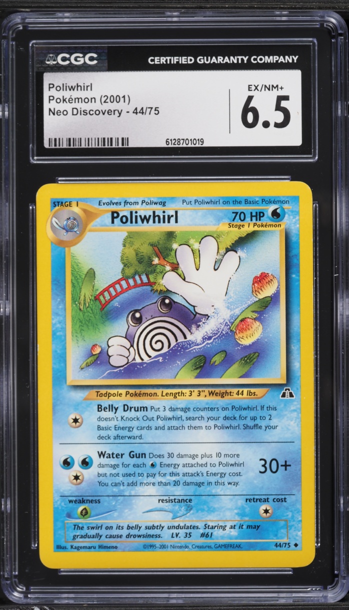 2001 Pokemon Neo Discovery Poliwhirl #44 CGC 6.5 EXMT+