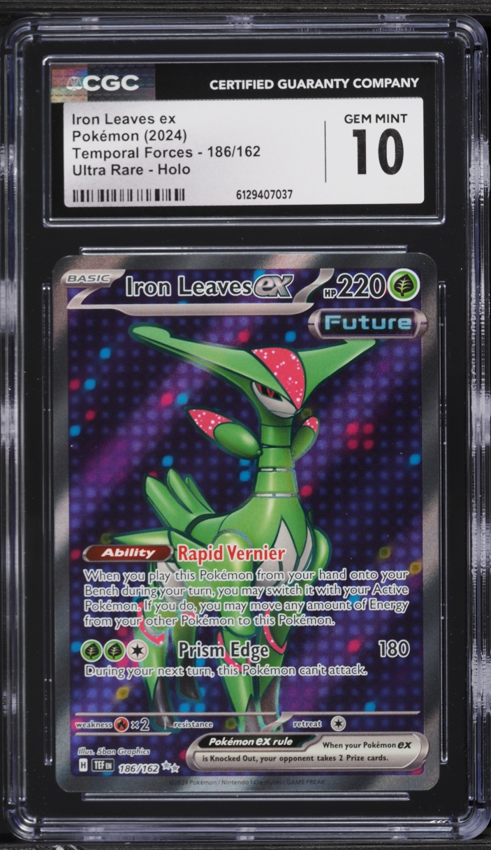 2024 Pokemon Scarlet & Violet Temporal Forces Full Art Iron Leaves ex #186 CGC 10 GEM MINT