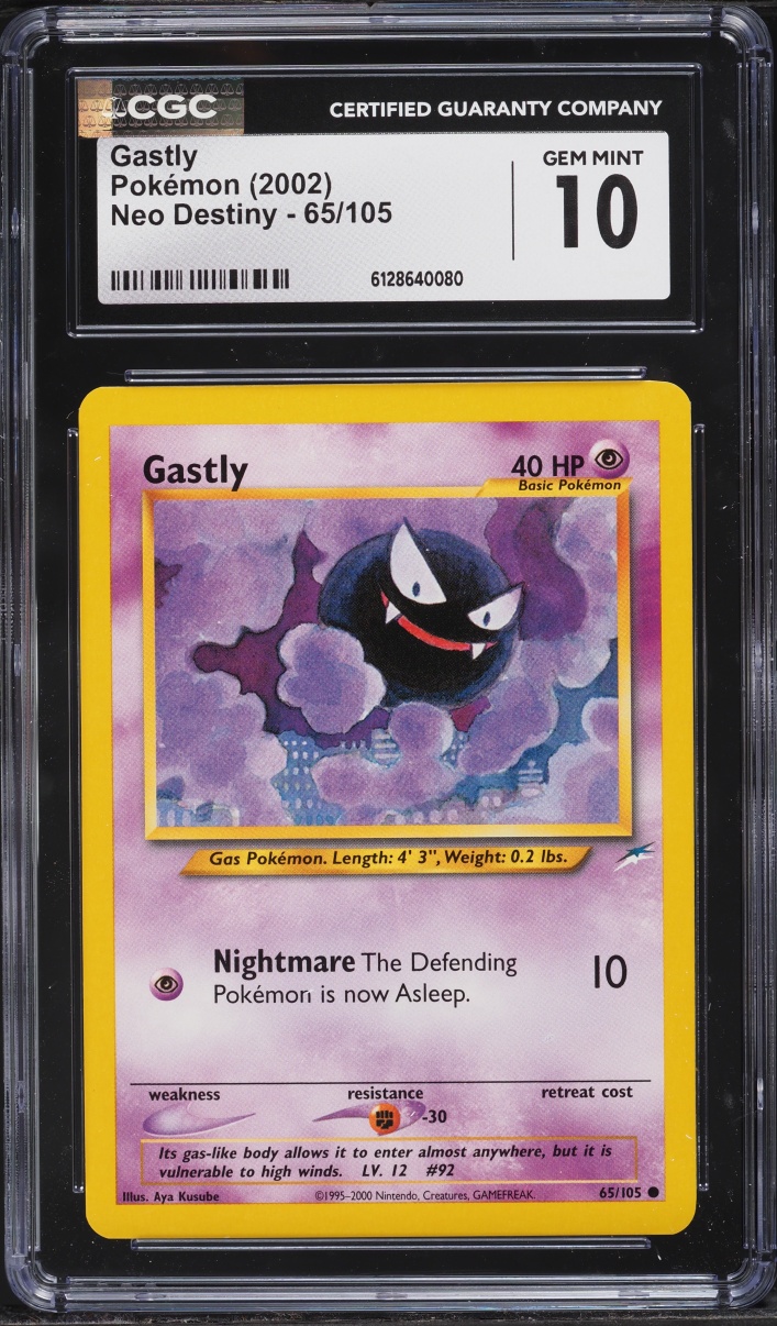 2002 Pokemon Neo Destiny Gastly #65 CGC 10 GEM MINT