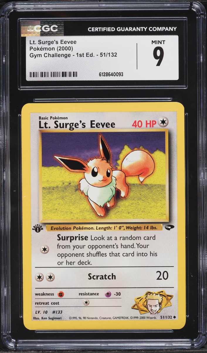 2000 Pokemon Gym Challenge 1st Edition Lt. Surge's Eevee #51 CGC 9 MINT