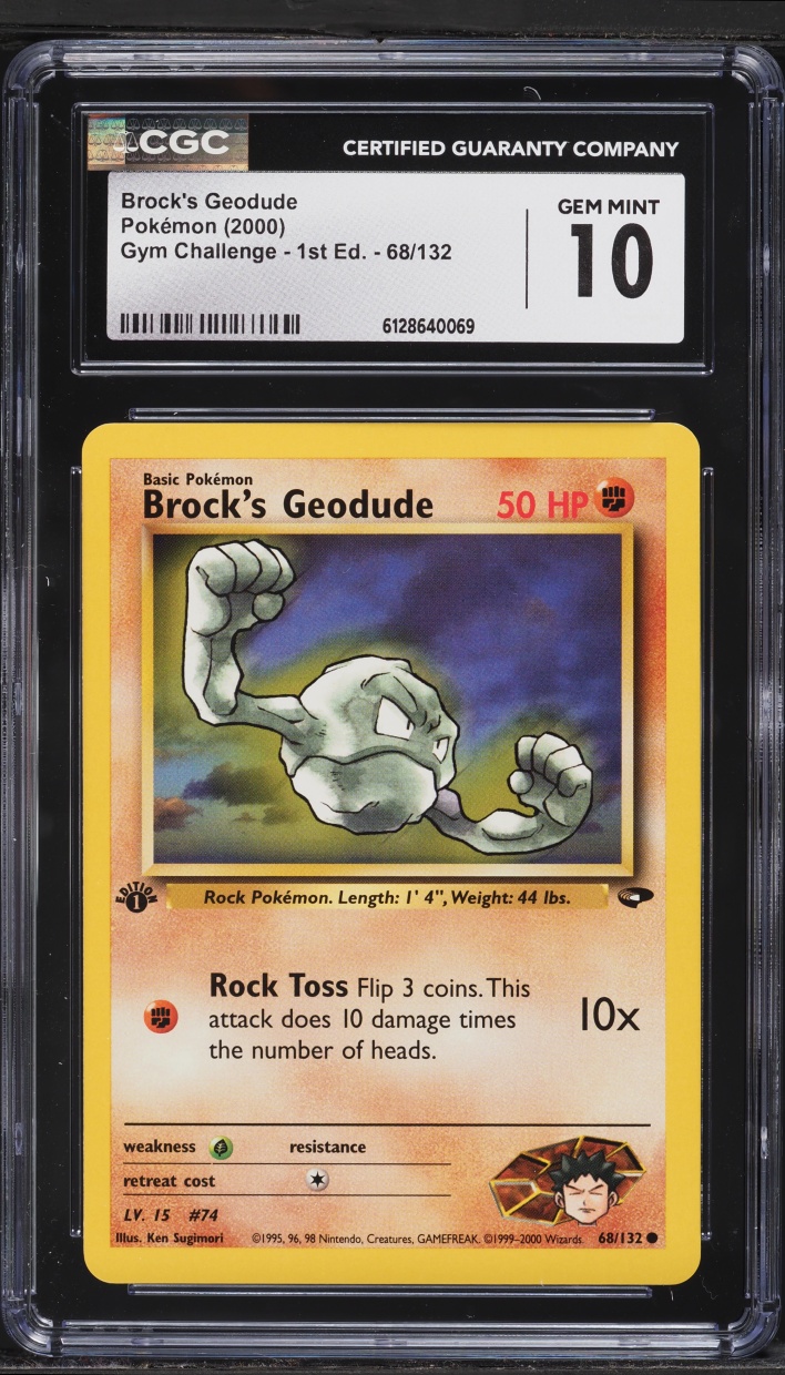 2000 Pokemon Gym Challenge 1st Edition Brock's Geodude #68 CGC 10 GEM MINT