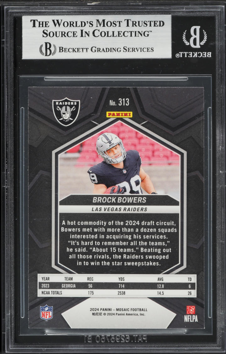 2024 Panini Mosaic Brock Bowers ROOKIE #313 BGS 9 MINT
