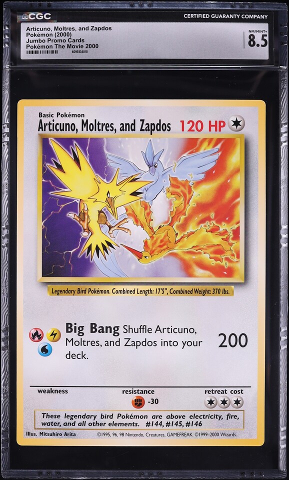 2000 Pokemon Promo The Movie Jumbo Articuno Moltres & Zapdos CGC 8.5 NM-MT+