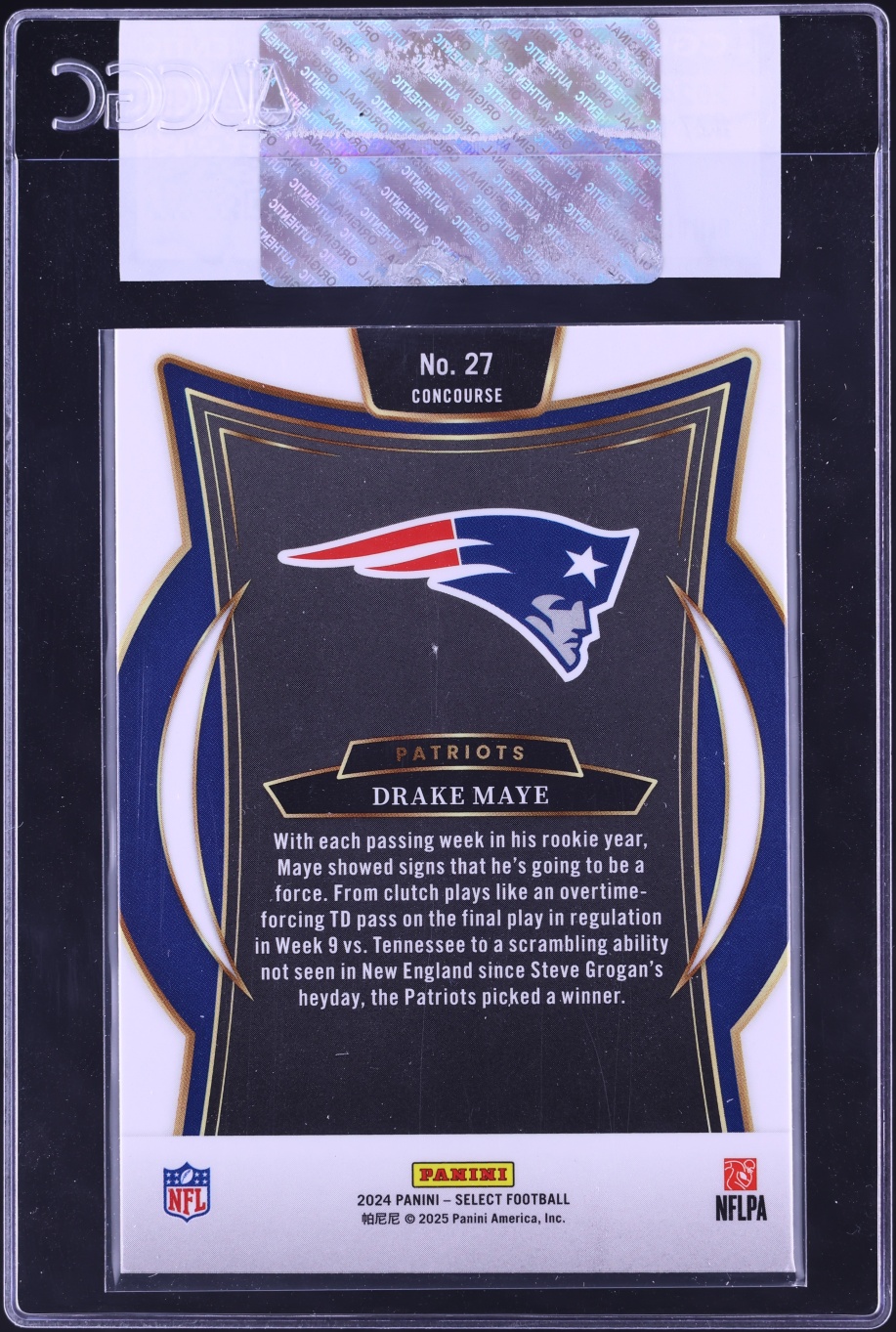 2024 Select Concourse Drake Maye ROOKIE #27 CGC AUTH