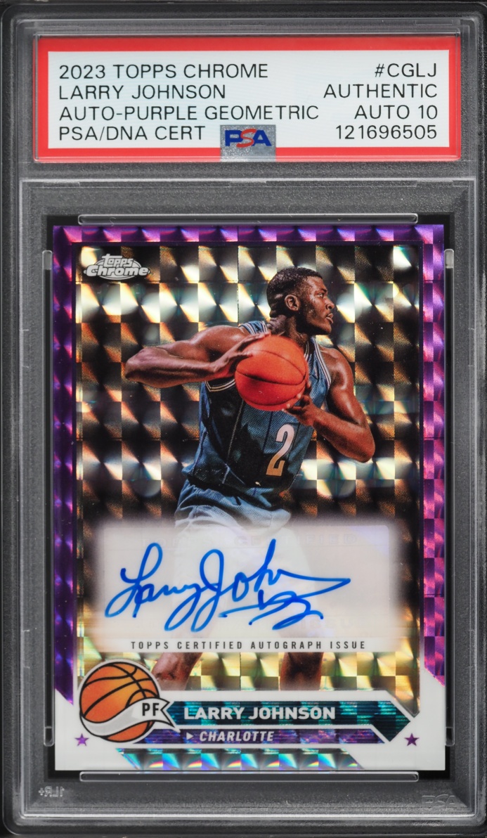 2023 Topps Chrome Purple Geometric Larry Johnson AUTO DNA 10 #CGLJ PSA AUTH