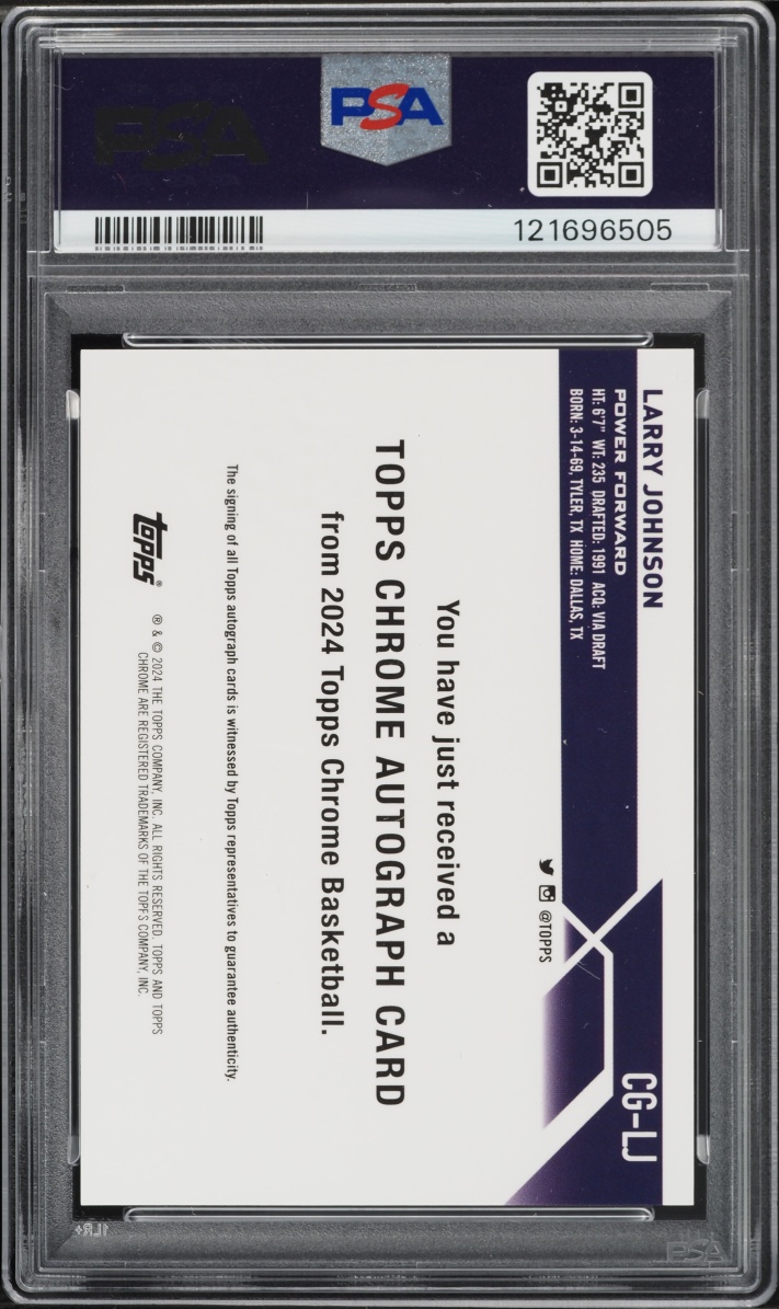 2023 Topps Chrome Purple Geometric Larry Johnson AUTO DNA 10 #CGLJ PSA AUTH