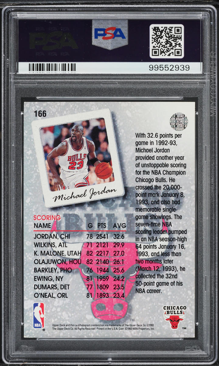 1993 Upper Deck Basketball Michael Jordan #166 PSA 5 EX