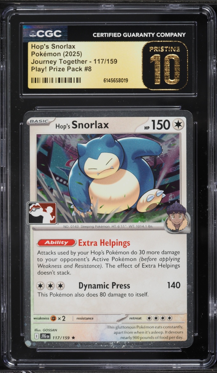 2025 Pokemon SV Journey Together Play! Prize Pack #8 Hop's Snorlax #117 CGC 10 PRISTINE