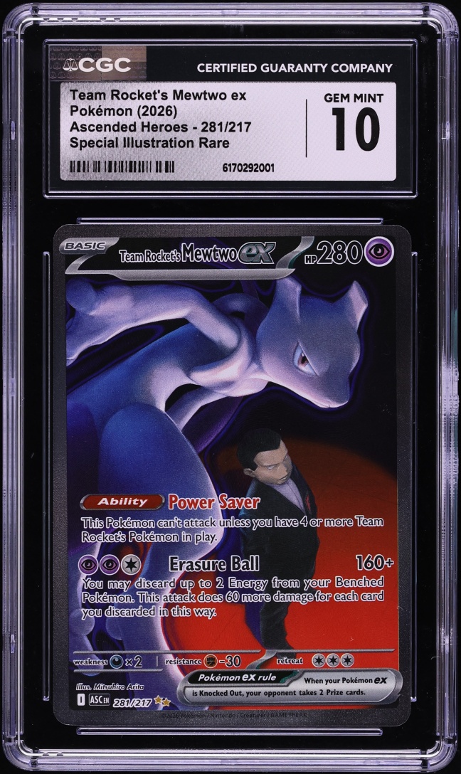 2026 Pokemon Mega Evolution Ascended Heroes SIR Team Rocket's Mewtwo ex #281 CGC 10 GEM MINT