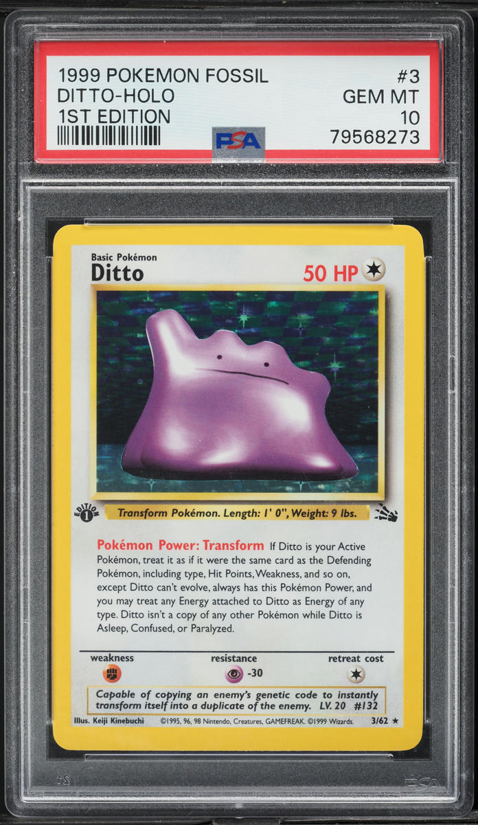 1999 Pokemon Fossil 1st Edition Holo Ditto #3 PSA 10 GEM MINT