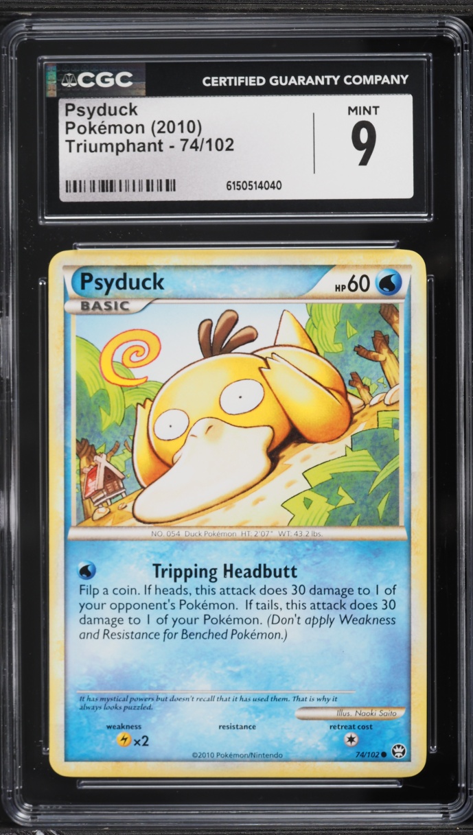 2010 Pokemon HeartGold & SoulSilver Triumphant Psyduck #74 CGC 9 MINT