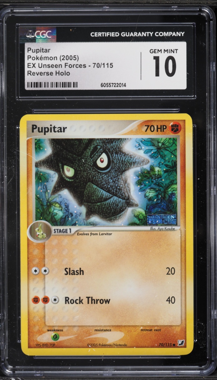 2005 Pokemon EX Unseen Forces Reverse Holo Pupitar #70 CGC 10 GEM MINT
