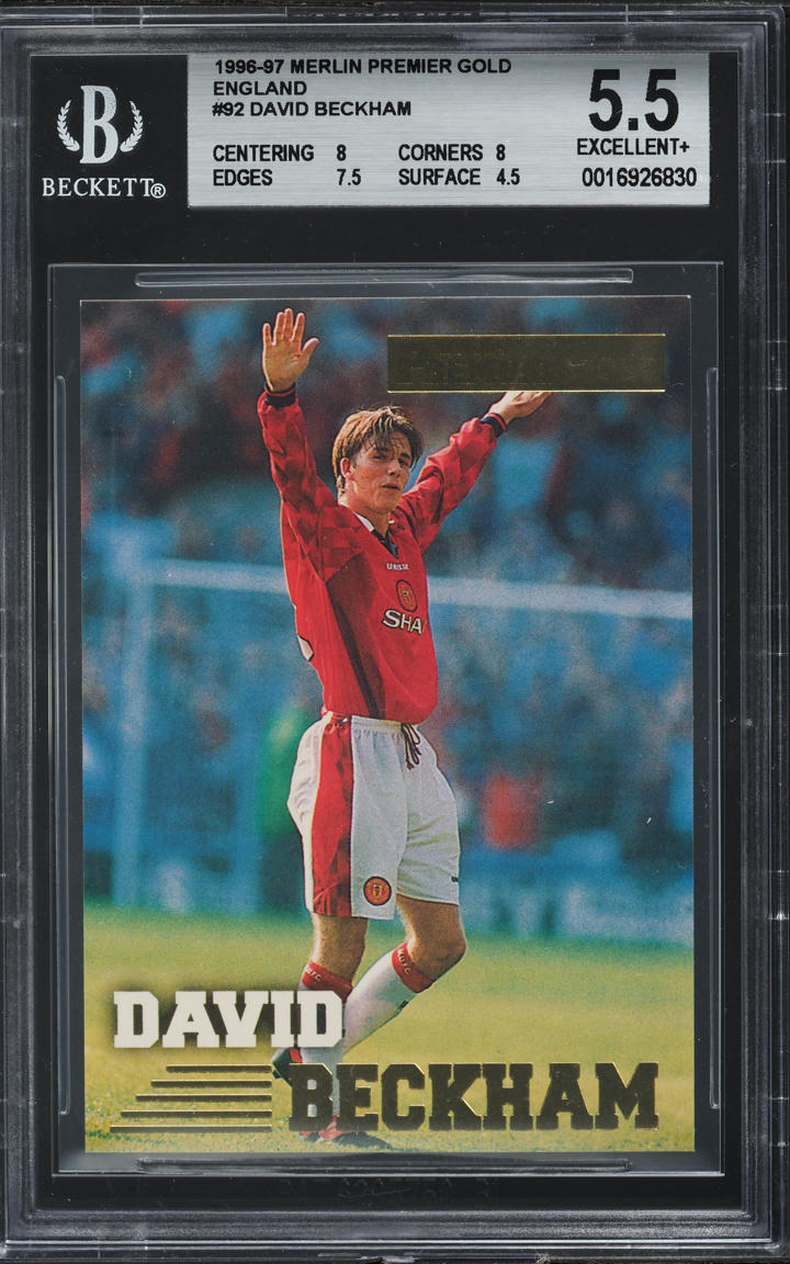 1996 Merlin Premier Gold England David Beckham ROOKIE #92 BGS 5.5 EX+ ...