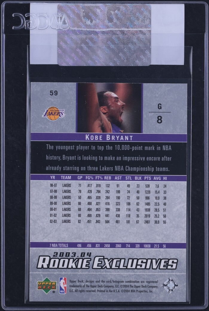 2003 Upper Deck Rookie Exclusives Kobe Bryant #59 CGC AUTH
