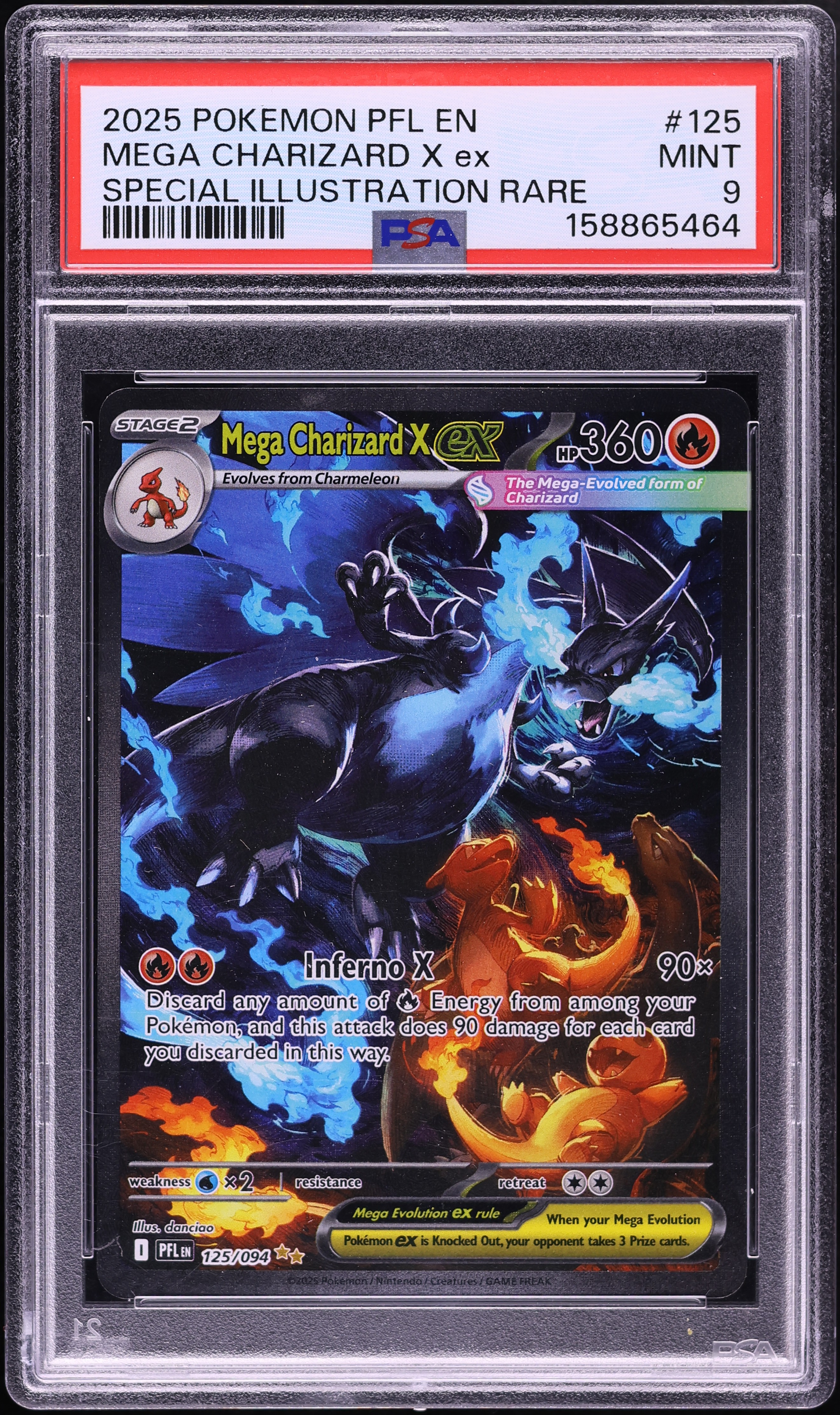 2025 Pokemon Mega Evolution Phantasmal Flames SIR Mega Charizard X EX #125 PSA 9 MINT