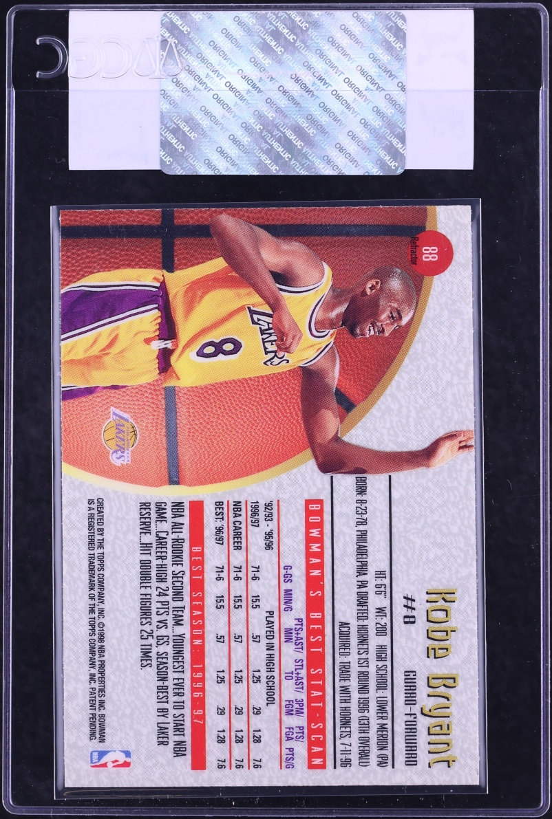 1997 Bowman's Best Refractor Kobe Bryant #88 CGC AUTH
