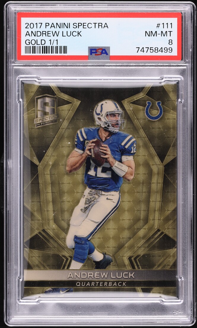 2017 Panini Spectra Gold Andrew Luck 1/1 #111 PSA 8 NM-MT - Photo 1