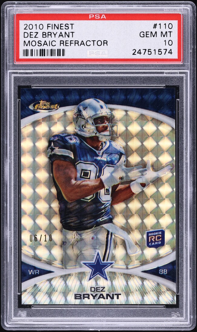 2010 Finest Mosaic Refractor Dez Bryant ROOKIE /10 #110 PSA 10 GEM MINT - Photo 1