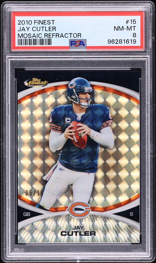 2010 Finest Mosaic Refractor Jay Cutler /10 #15 PSA 8 NM-MT - Photo 1