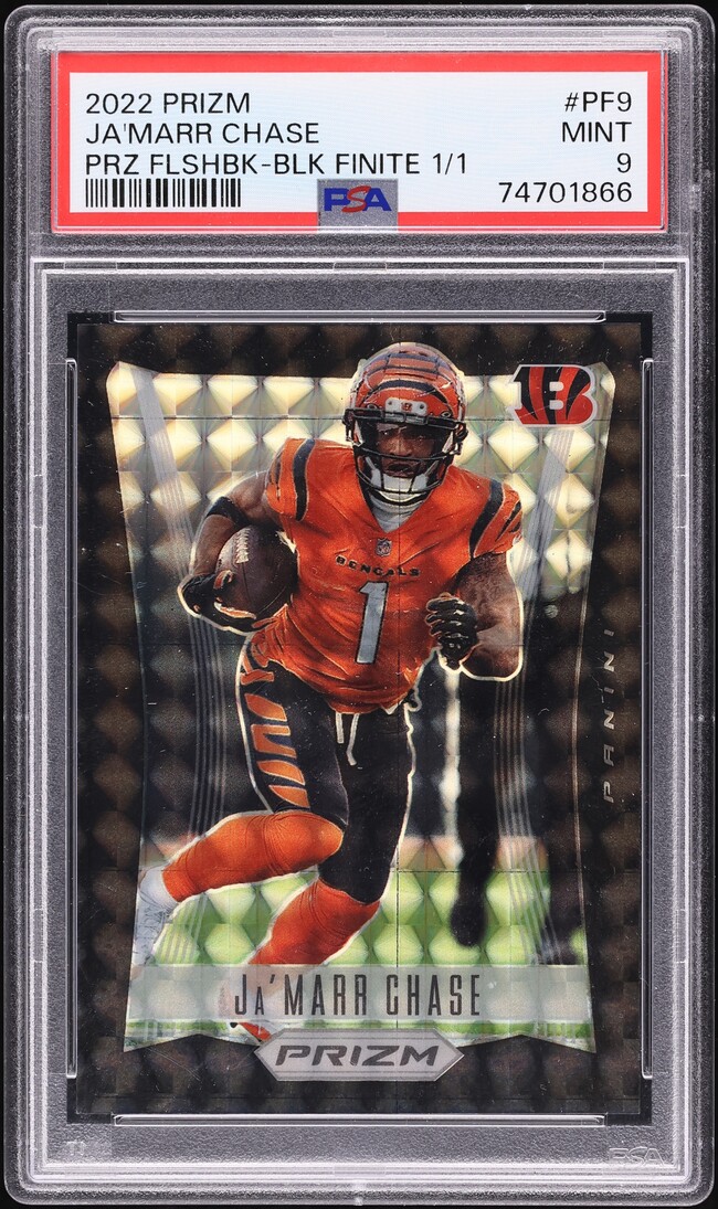 2022 Panini Prizm Flashback Black Finite Ja'Marr Chase 1/1 #PF9 PSA 9 MINT - Photo 1