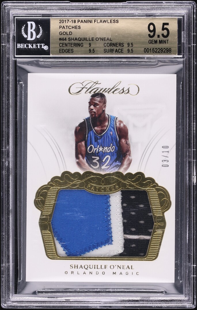 2017 Panini Flawless Gold Shaquille O'Neal PATCH /10 #P-SON BGS 9.5 GEM MINT - Photo 1
